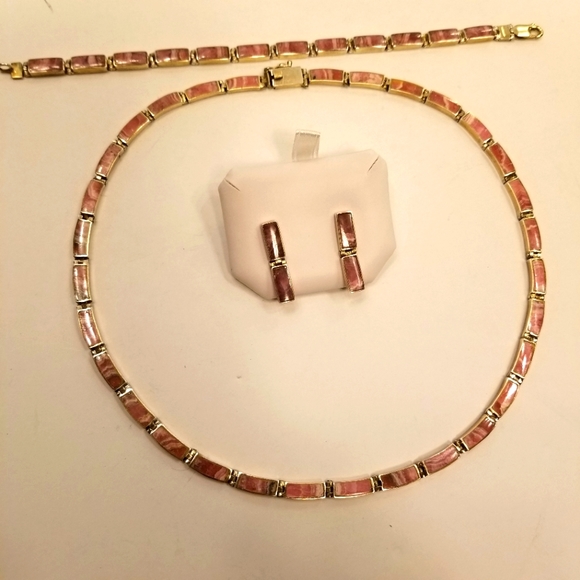 NIB Cold Water Creek Rhodochrosite Gold plated over 925 silver bracelet Chile - Picture 5 of 14